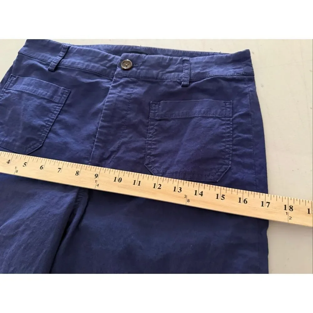 J.Crew Wide Leg Linen Blend Pants Women’s 27 Blue Patch Pocket High Rise